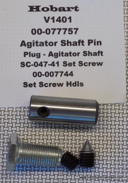 Hobart V1401 Mixer Agitator Shaft 00-064723 Plug SC-047-41 Set Screw- 00-007744 Cone Pt. Set Screw 0